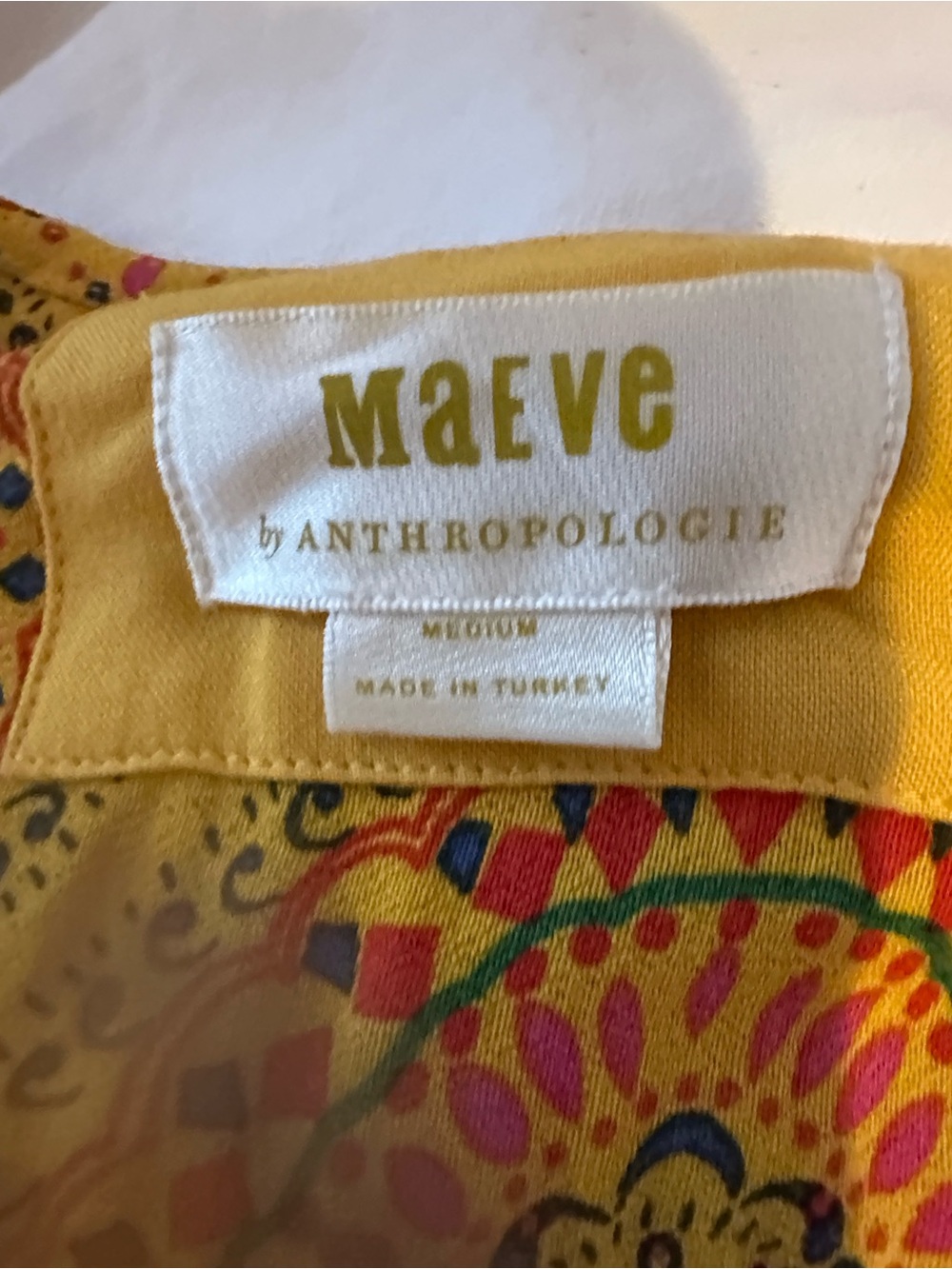 Anthropologie Maeve Yellow Multicolor Paisley Button-Up Top